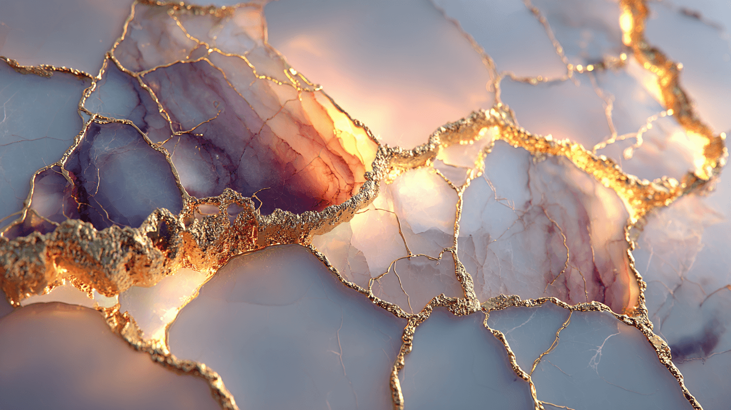 Kintsugi art - gold repaired marble